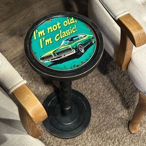 “I’m Not Old, I’m Classic” Drink Table – Handcrafted Vintage Style